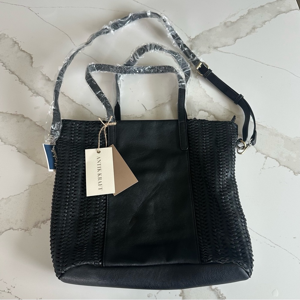 NWT Antik Kraft Black Shoulder/Crossbody Woven Bag